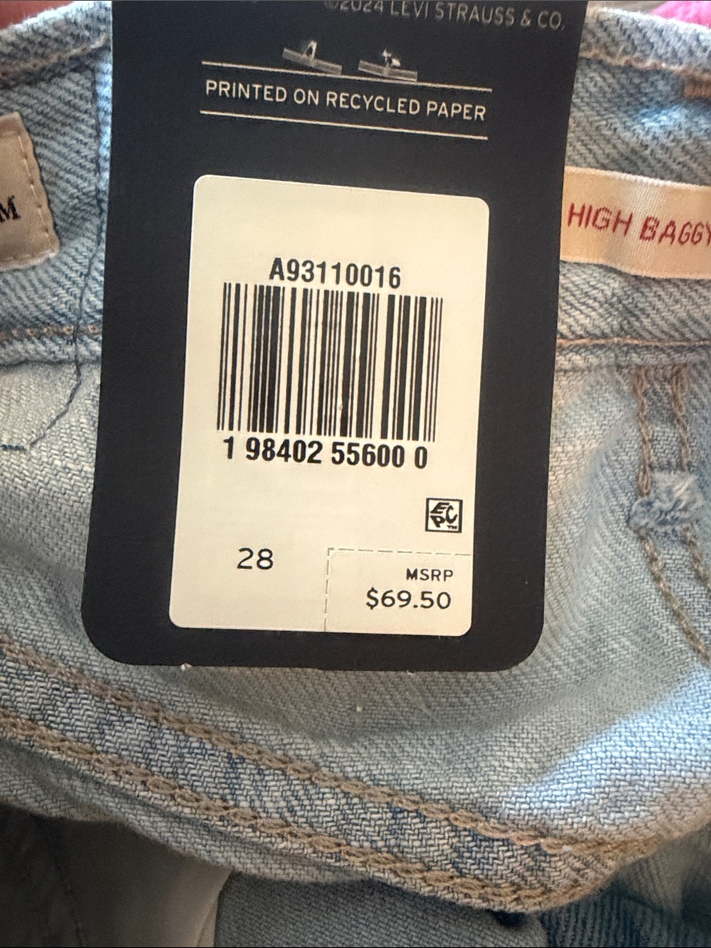 Levi's High Baggy Linen+ Denim Lightweight Shorts Light Blue Wash NWT 28 - Picture 7 of 10